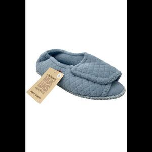 Muk Luks Women's Mary Lou Peep Toe Slippers Fresia Blue - Medium